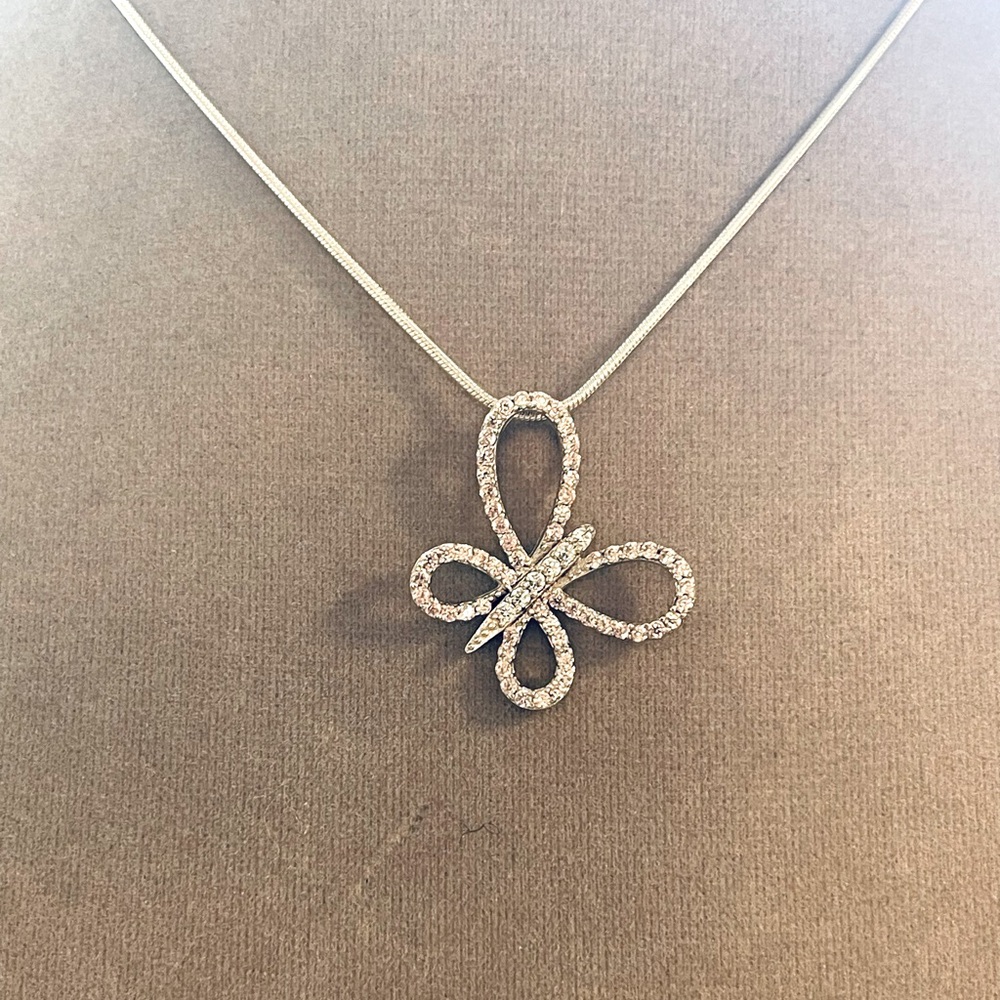 Sterling Silver Butterfly Pendant with Pink and White CZs 🦋 💕